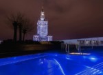 outside swimming pool on zlota 44 with the view on Palace Of Culture And Since
